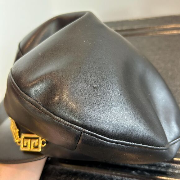 Vintage 80s KOKIN Faux Leather Moto Biker Newsboy Cabbie Hat Gold Sunburst - Picture 9 of 9